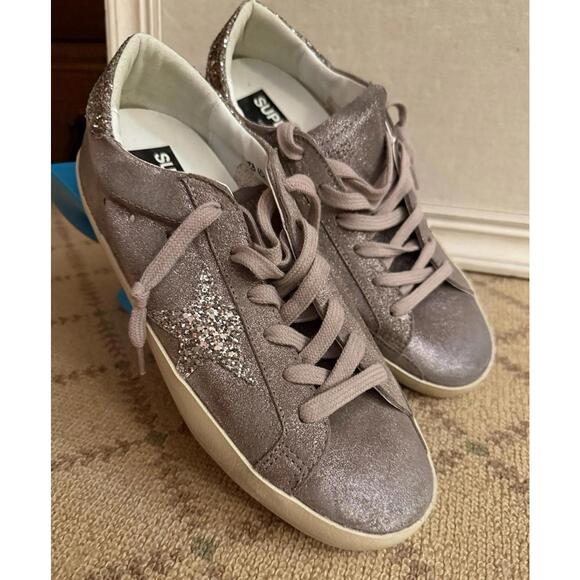 Golden Goose GGDB Private Ed Super Star suede pink leather w glitter NIB 40 - Picture 3 of 12